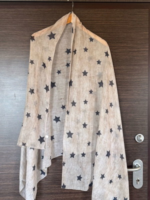 Scarf like new, beige and blue