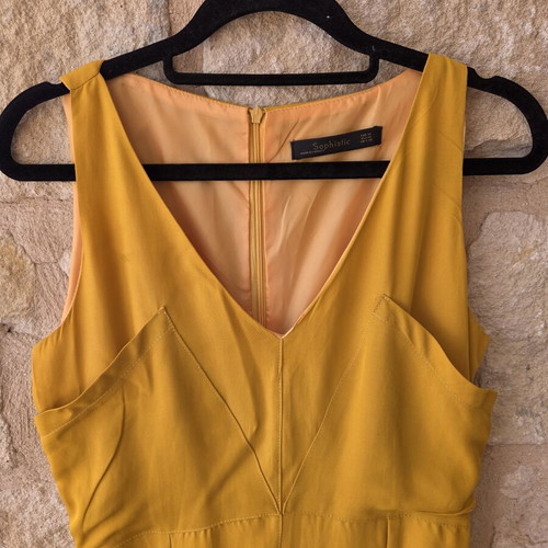 Sophistic Sleeveless V-Neck Sheath Dress like new, mustard yellow, size M