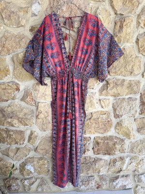 Boho jumpsuit new with tags, pink and multicolor, size L