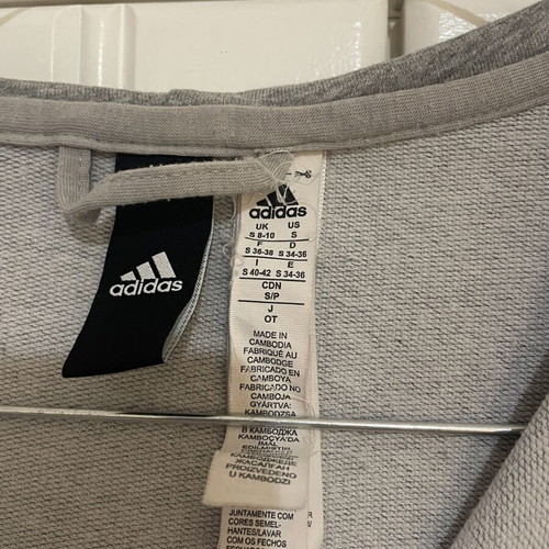 Adidas two-tone sports jacket, grey and pink, size S