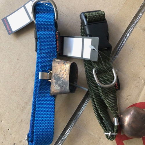 Collar with Bell for Hunting Dogs New, Blue or Green
