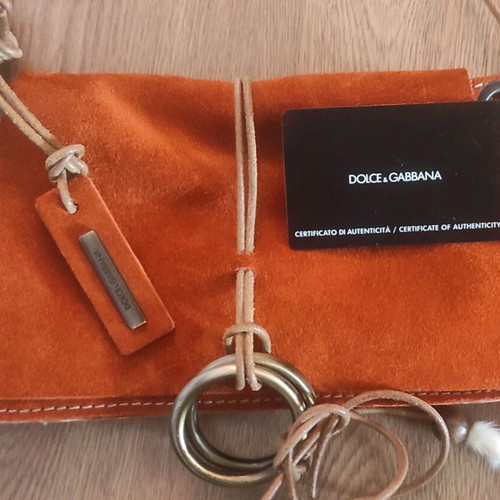 Dolce & Gabbana suede handbag like new, red orange