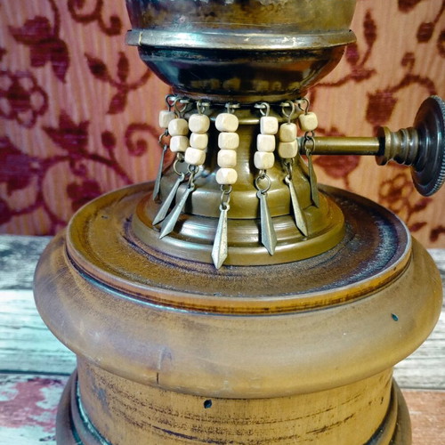 Rustic old lamp with Edison filament bulb used