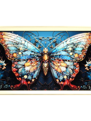 Wooden wall art 50x30 cm with gold frame and embossed strass new