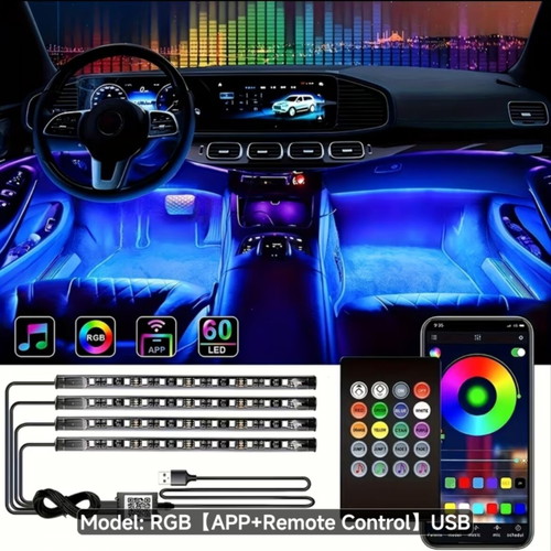 RGB ambient lighting for car with app and remote control