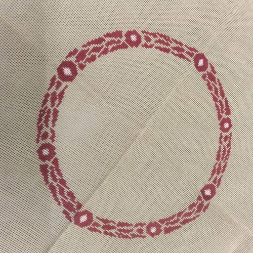 Canvas kares new with embroidered burgundy border and wreath