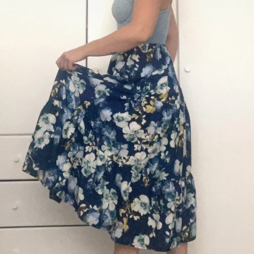 Floral Blue Dress With Denim Bust Like New, Size S