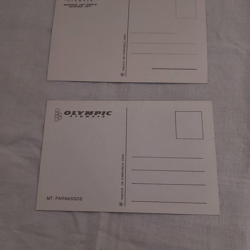 Olympic and Parnassos postcards new, set of 2