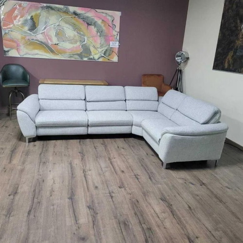 Gray HUKLA M-Bavero corner sofa new with electric relax mechanism