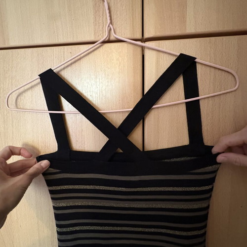 Mango black dress with gold stripes and matching Zara bolero jacket like new