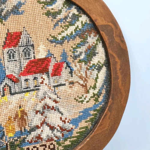 Gobelin used from 1979 with hand embroidery and oak frame