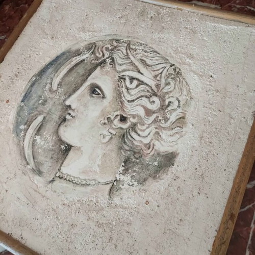 Old fresco painting used 34x34cm