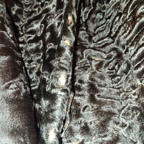 Vintage 80s fur used, black with suede sleeves, size M/L