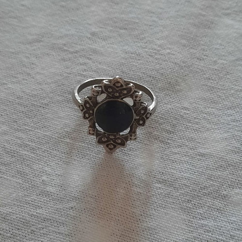 Silver and black ring, 2 cm diameter