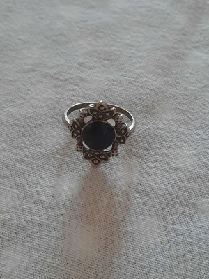 Silver and black ring, 2 cm diameter