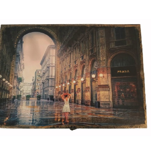 Wooden Milan storage box new, handmade with decoupage technique