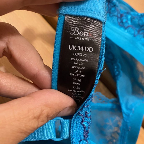 Boux Avenue lace bra new, turquoise with blue details, size 75/34DD