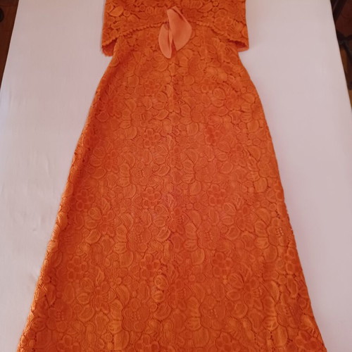 Evening formal dress new, orange guipure lace