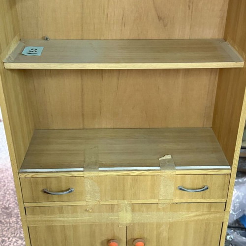 Wooden storage cabinet with shelves and drawers like new