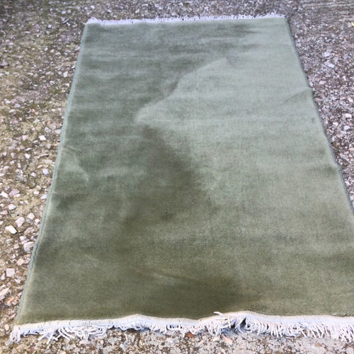 Wool rug used green pastel 165x70 cm with thick pile