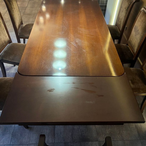 Handmade walnut dining set with 8 chairs used