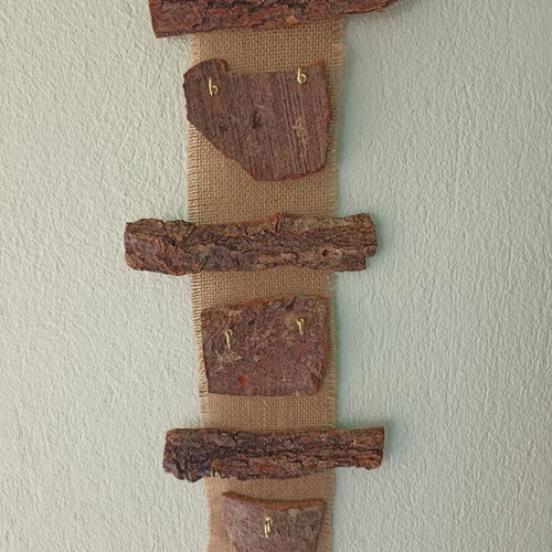 Handmade wall key stand from tree bark new