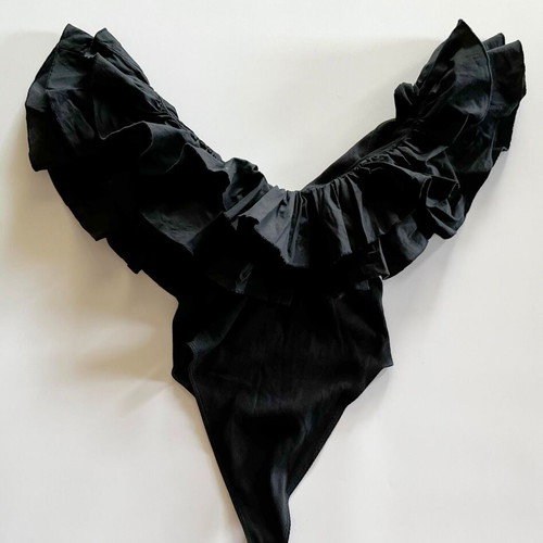 Zara bodysuit with ruffles like new, black, size M