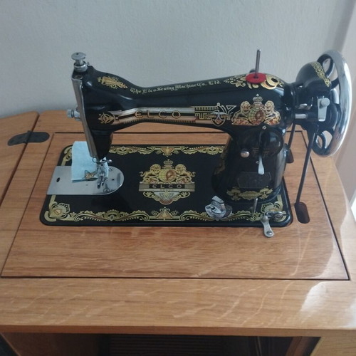 Elco Vintage Sewing Machine in Wooden Console used