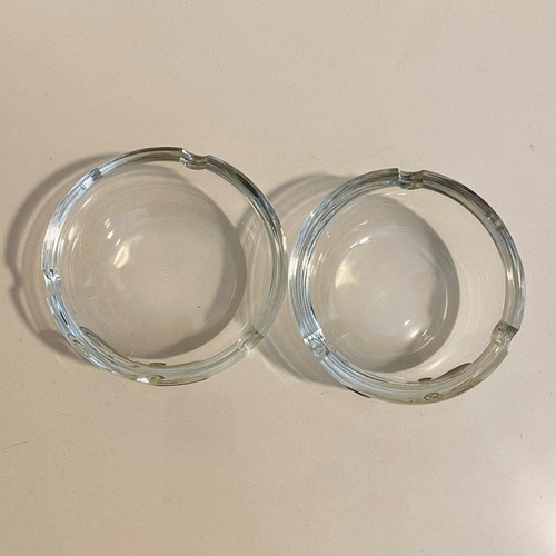 Kosta Boda crystal ashtrays new with silver decoration, set of 2