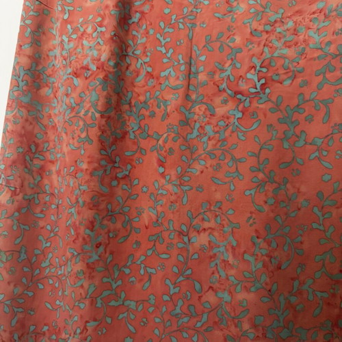 Pareo coral with turquoise ethnic motifs and fringes like new