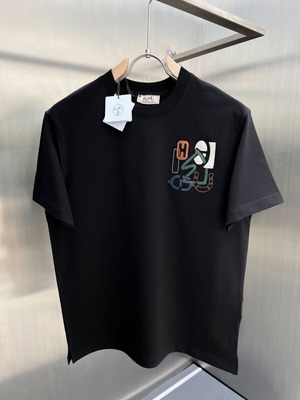 Νέο μαύρο ανδρικό t-shirt Hermes καλοκαιρινό