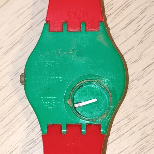 Swatch vintage watch used, green/red, Swiss Made