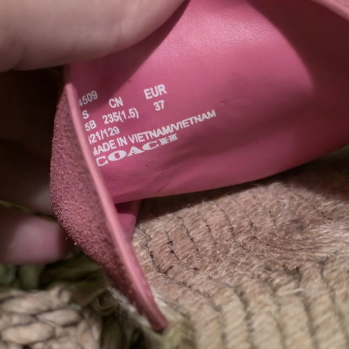 Coach women's slippers like new, pink suede with gold accents, size 37
