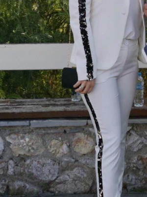 Women's suit used, white with black sequin details
