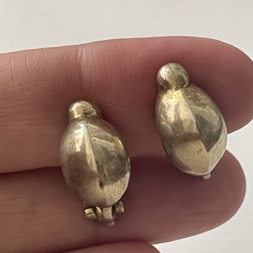 Vintage Zolotas ladybug clip-on earrings used, gold-plated silver 950