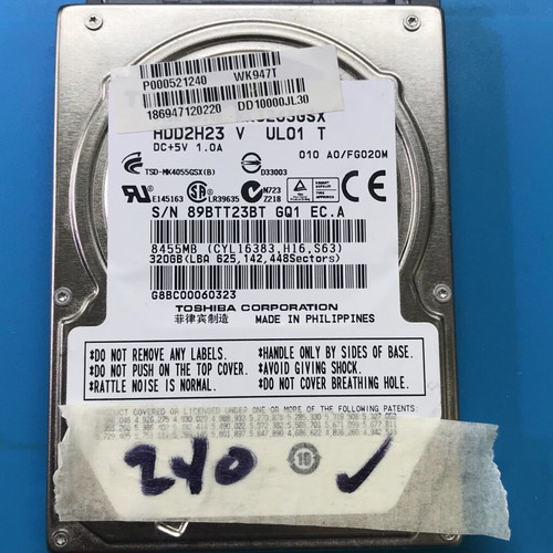Toshiba 320GB MK3263GSX 2.5" HDD used