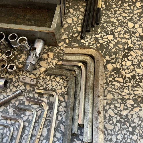 Set of various tools with toolbox