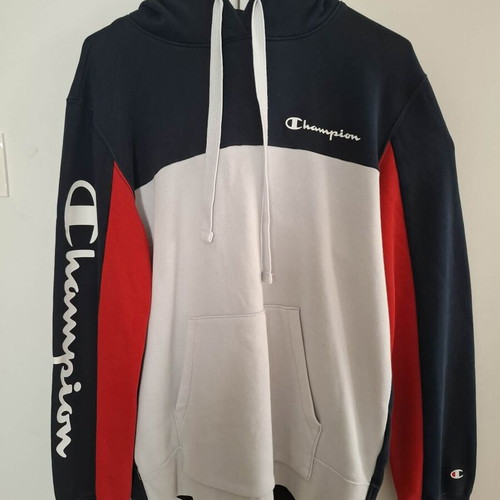 Champion Colorblock Hoodie Men’s Like New Tricolor Blue White Red
