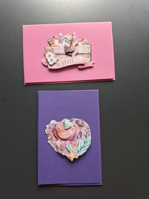 3D greeting cards with envelopes, set of 2