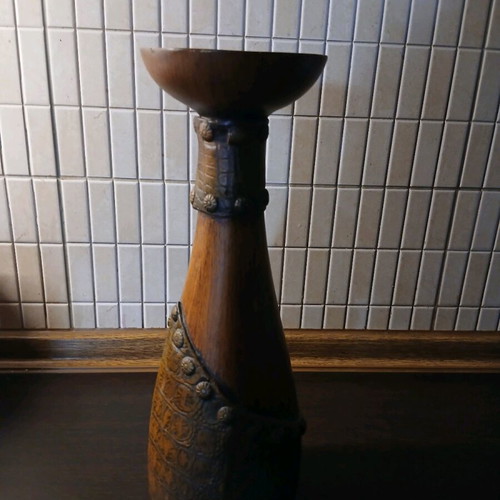 Wooden ethnic decorative candlestick like new