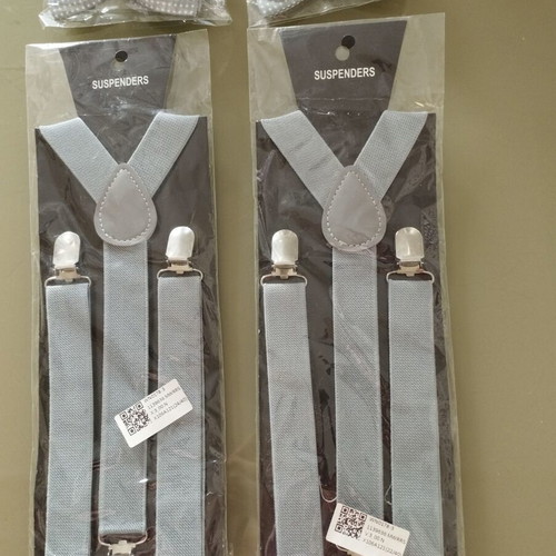 Children's bow ties and suspenders new, gray, set of two