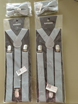 Children's bow ties and suspenders new, gray, set of two