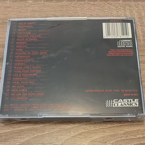 Motörhead No Remorse CD compilation used, Castle Classics 1988