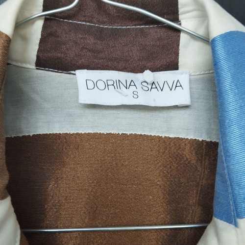 Dorina Savva taffeta set medium large like new, blue and brown