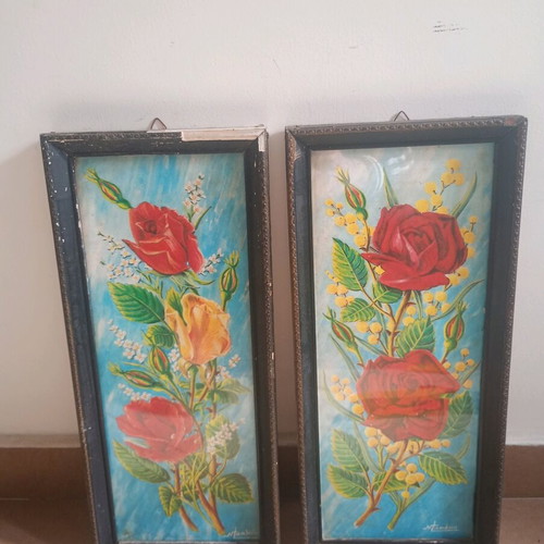Vintage frames used, pack of 2, wooden with glass 40.5x18
