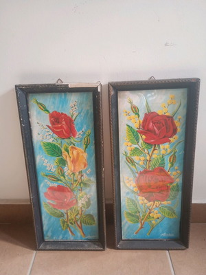 Vintage frames used, pack of 2, wooden with glass 40.5x18
