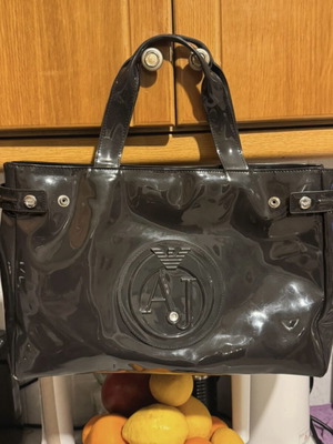 Armani Jeans bag used, handheld, brown and purple