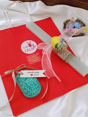 Χειροποίητο Πασχαλινό Σετ με Αρωματική Βεραμάν Λαμπάδα 25cm και Ταμπλέτα Ντουλάπας