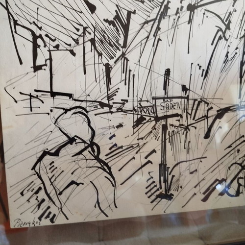 Alkis Pierrakos Ink Drawing on Paper like new