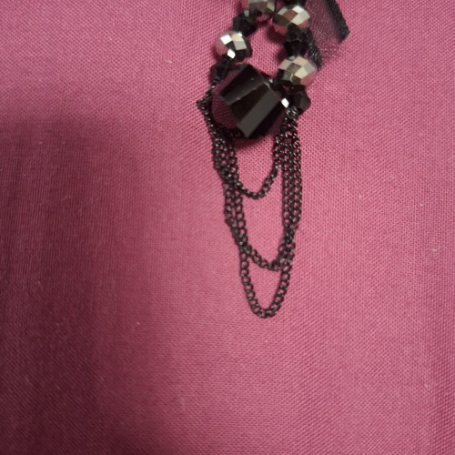 Handmade black bow and chain dangle earrings like new
